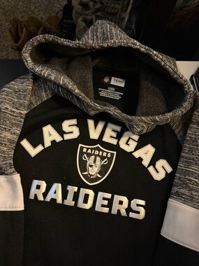 NFL Las Vegas Raiders Black and Gray Zip-Up Hoodie
